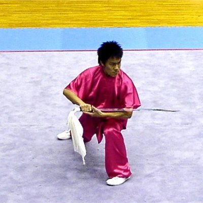 河村選手・300番の表演服が良く似合います! 「長拳A-2位、刀術A-1位、おめでとう!」