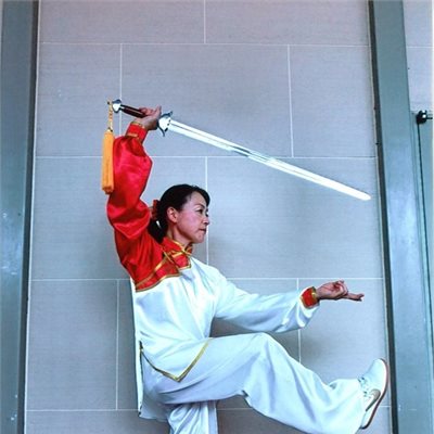「東岳太極拳国際交流大会」 にて。 全国大会、女子陳式太極拳2位入賞のW先生です。 オリジナルNO9番の表演服で華やかに表演してくださいました。
