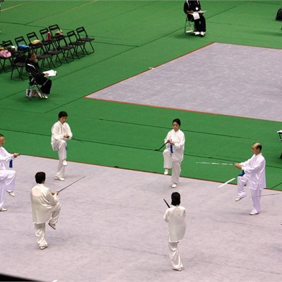 第33回全日本大会 群馬県代表チームの皆さんの「自選剣」です白の表演服に青の房が綺麗ですね 。