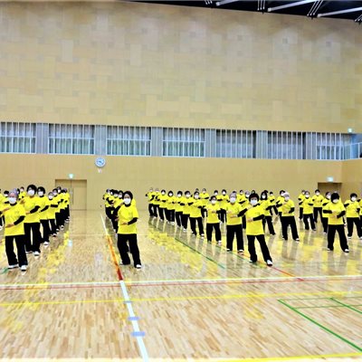 コロナ対策をしっかりした中で 行われた集団演武